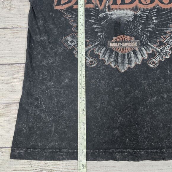 Harley Davidson Eagle Women Tee Black Oconomowoc Wisconsin Stone Wash Sz S Flaw - Picture 8 of 10